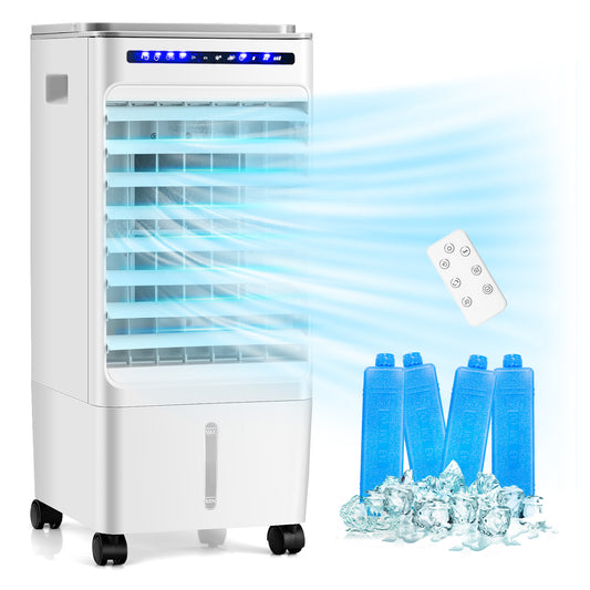 Giantex 3-in-1 Evaporative Air Cooler, Portable Cooling Fan w/ Humidifier, 3 Modes, 3 Wind Speeds, 7H Timer, Personal Evaporative Cooler for Home, Office