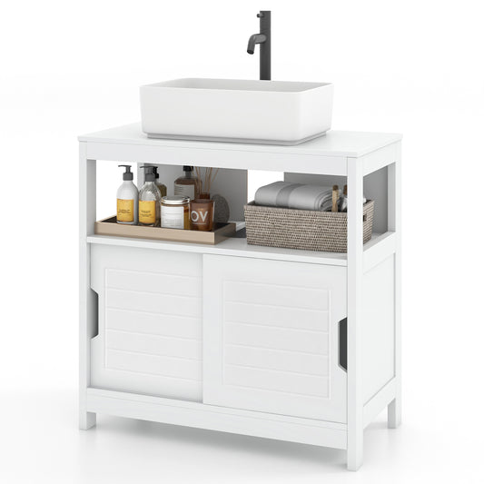 Giantex Pedestal Sink Storage Cabinet, Bathroom Vanity, Space Saver Organizer w/U-shaped Cut-out