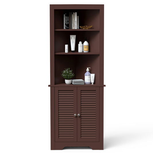 Giantex Tall Corner Cabinet, Wooden Freestanding Storage Cabinet, Large Capacity Storage Organizer for Living room Kitchen