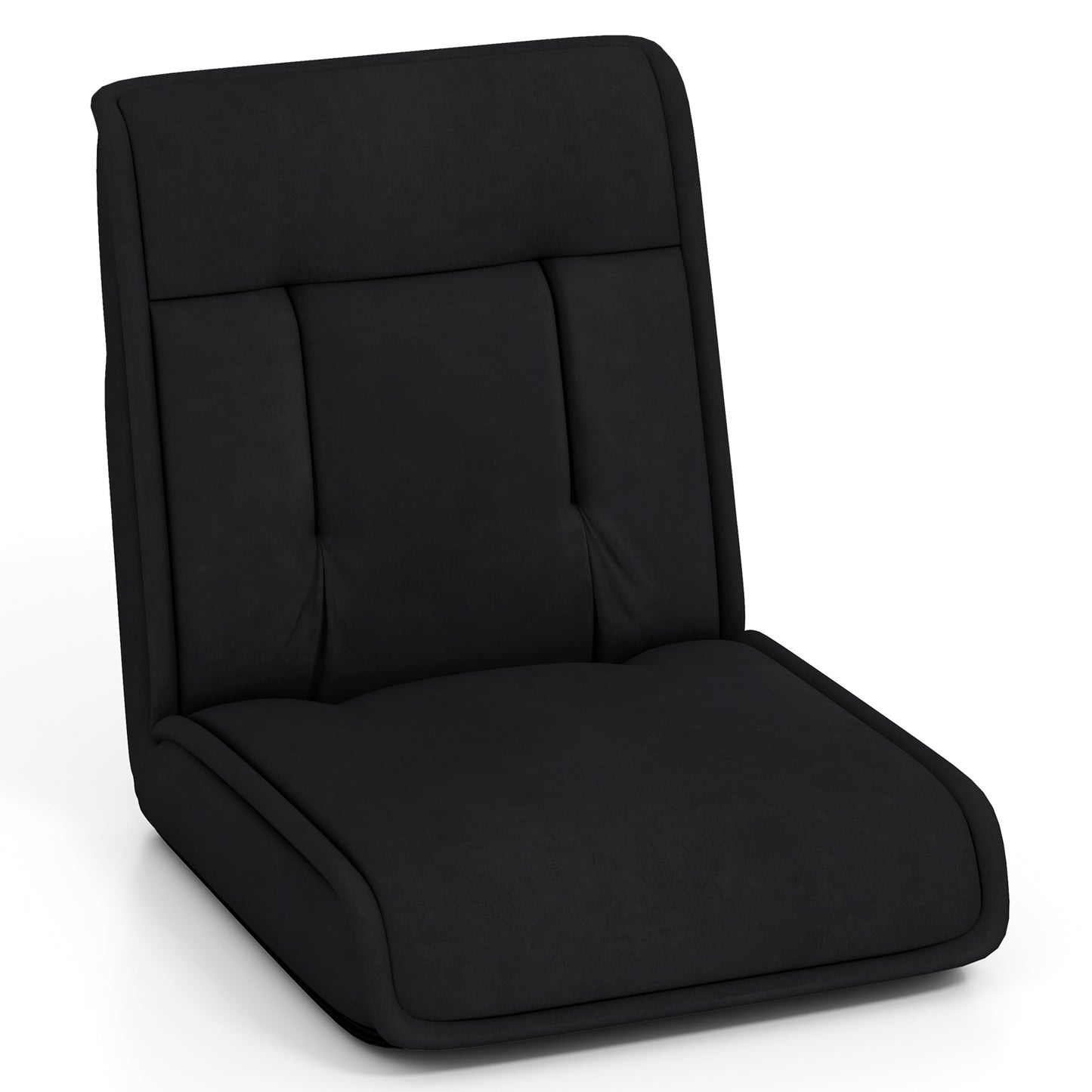 Giantex Folding Floor Chair, Convertible Lazy Sofa Chair w/14-Poistion Adjustable Backrest, 5-Position Adjustable Headrest, Cushioned Gaming Floor Chair,Black