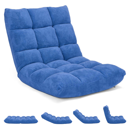 Giantex Adjustable Floor Gaming Sofa Chair, Padded Sleeper Bed, Adults Couch Recliner, Armless Meditation Chair w/Back Support, Navy