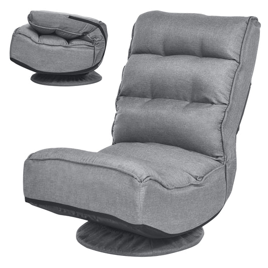 Giantex Rotatable Floor Chair, Foldable Floor Chair, Floor Seat Cushion, Lazy Sofa for Meditation, Yoga, Ideal for Home & Office, Gray