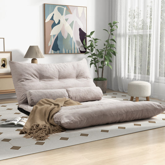 Giantex Floor Sofa Bed, Convertible Lazy Sofa Bed w/Adjustable Backrest & Headrest, Folding Mattress Bean Bag Chair, Grey