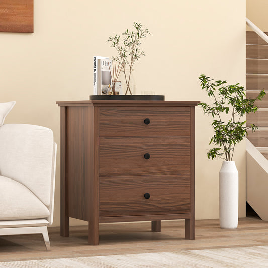Giantex Compact Nightstand, Small Bedside Table Dressers w/Solid Wooden Legs, Walnut