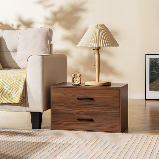 Giantex 2-Drawer Stackable Dresser, Lateral File Cabinet, Drawer Chest w/Anti-Topping Kits, Walnut
