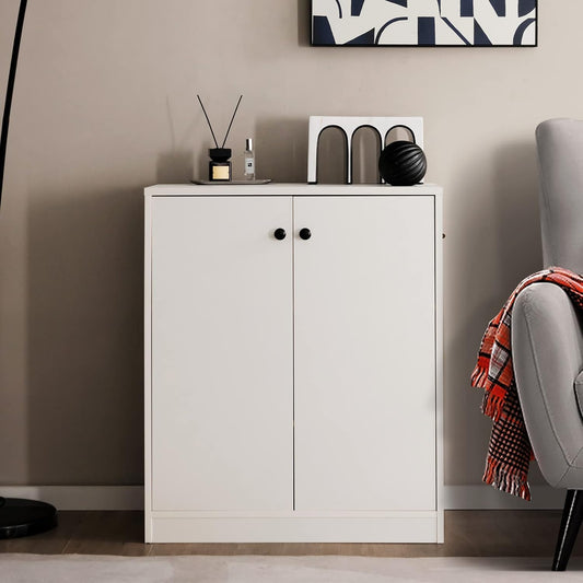 Giantex 2 Door Storage Base Cabinet, Freestanding Floor Cabinet, Kitchen Cupboard Storage Organizer, White