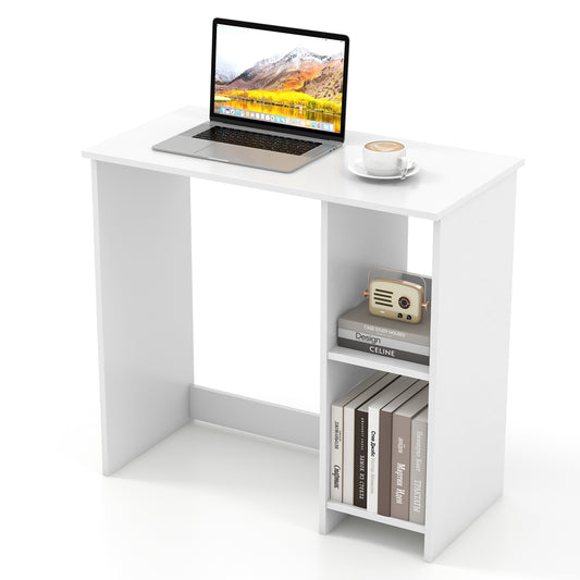 Giantex Wooden Home Office Desk, Small Gaming Table w/Shelves, Writing & Studying Desk