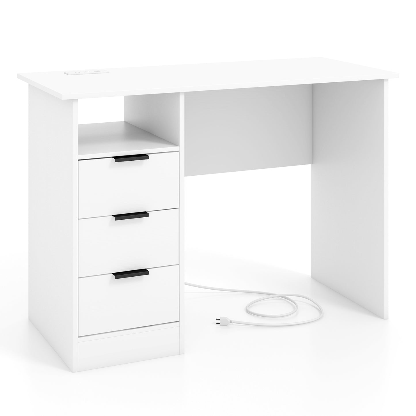 Giantex PC Desk Computer Workstation w/Drawers & Charge Station, Study Writing Desk