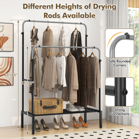 Giantex Double Rod Clothes Garment Rack, Freestanding Clothes Organizer w/Adjustable Heights for Hanging Clothes