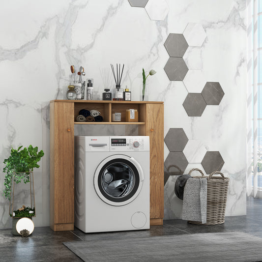 Giantex Over The Toilet Storage Cabinet w/Double Doors, Bathroom Space Saver, Laundry Room Storage Rack, Natural