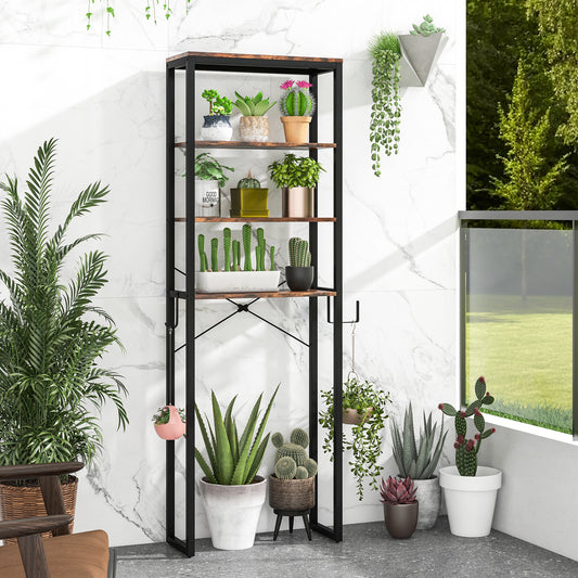 Giantex 4-Tier Wooden Bathroom Space Saver, Over The Toilet Storage Rack, Freestanding Above Toilet Shelf