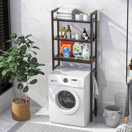 Giantex 3-Tier Metal Bathroom Organizer, Freestanding Over The Toilet Storage Rack w/Anti-Tippling Devices, Coffee