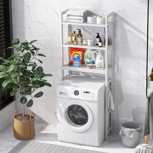 Giantex 3-Tier Metal Bathroom Organizer, Freestanding Over The Toilet Storage Rack w/Anti-Tippling Devices, White