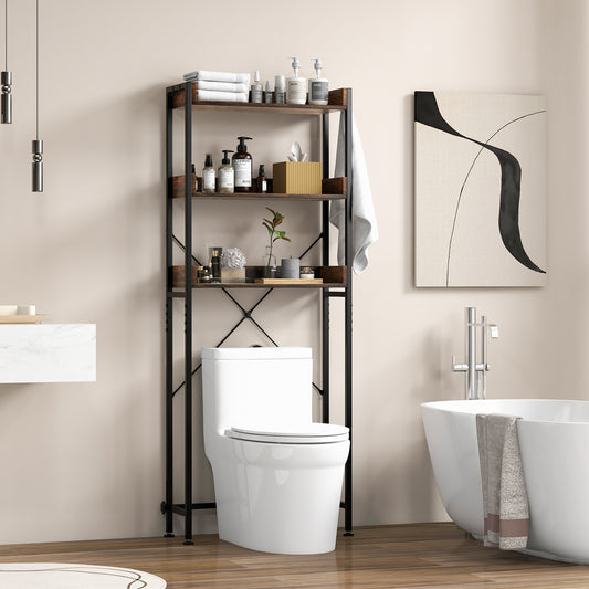 Giantex Over The Toilet Storage Rack, 3-Tier Bathroom Space Saver Organizer, Easy Assembly, Brown