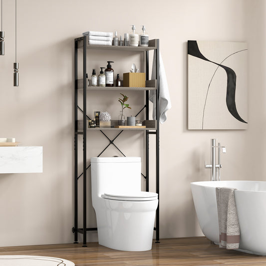 Giantex Over The Toilet Storage Rack, 3-Tier Bathroom Space Saver Organizer, Easy Assembly, Grey
