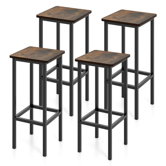 Giantex Metal Bar Stools, Backless Barstools w/Footrest, Industrial  Breakfast Bar Dining Chairs, Brown