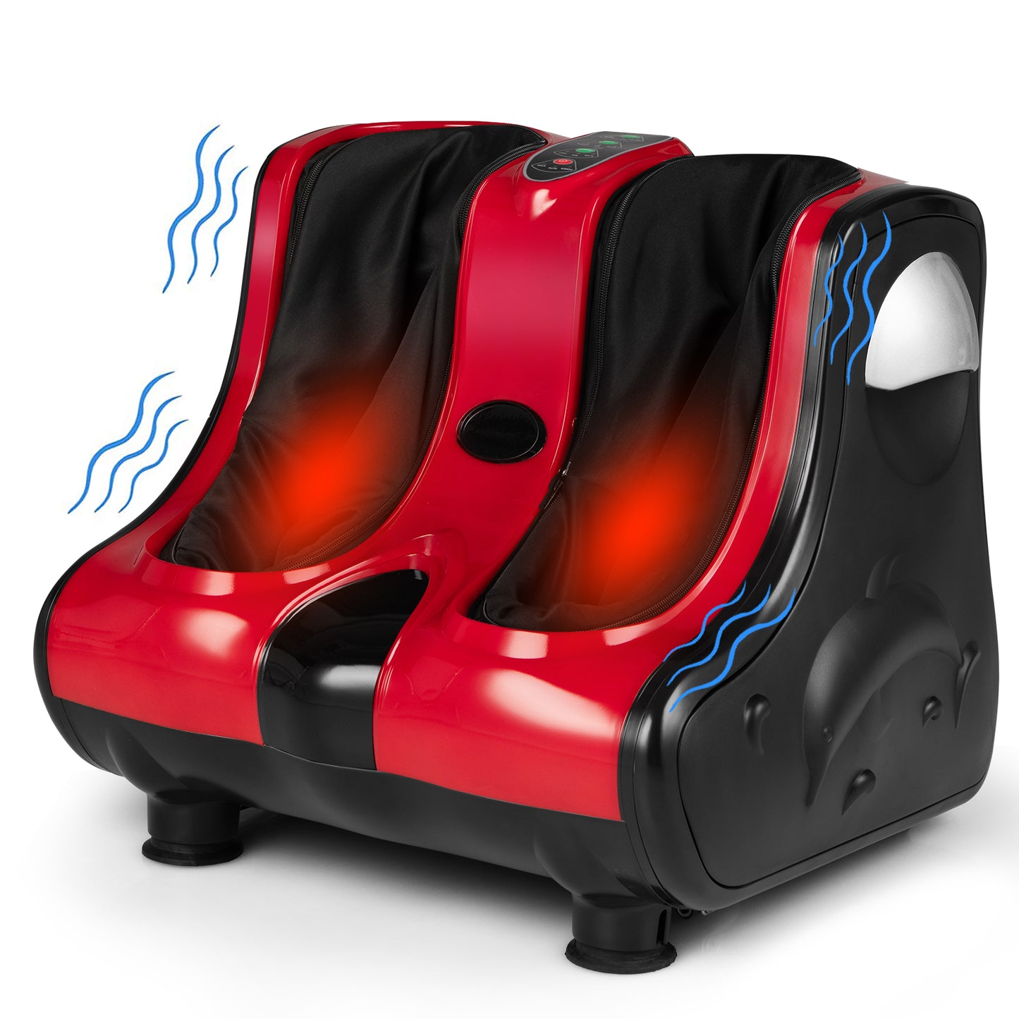 Giantex Foot & Calf Massager, Shiatsu Heated Electric Foot Massager W/ Heating, Deep Kneading & Washable Sleeves, Leg Massager for Relaxation, Foot Pain Relief, Red