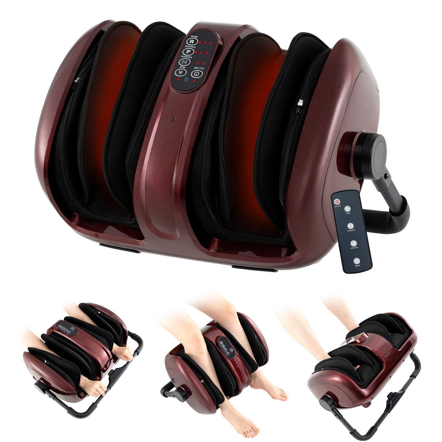 Giantex Foot & Calf Massager w/Heat, Deep Kneading Shiatsu Massager Machine, Gifts for Elder Men Women, Red