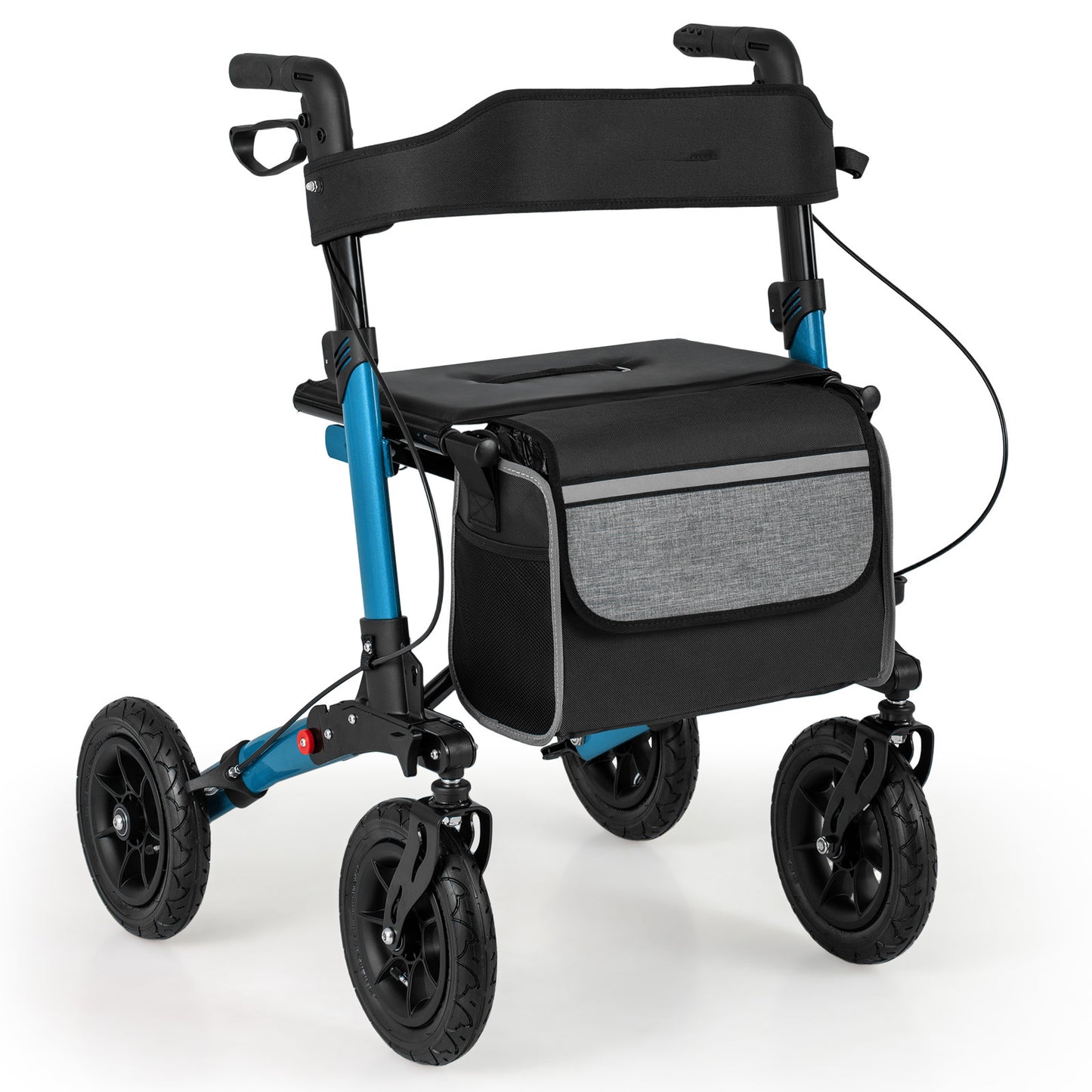 Giantex Walkers for Seniors w/Seat, 2 in 1 Folding Rolling Rollator Walker, Adult Mobility Walking Aid, Navy