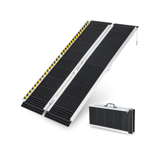 Giantex Portable Wheelchair Ramp 5FT, Non-Slip Aluminum Threshold Ramp, Folding Mobility Scooter Ramp for Home