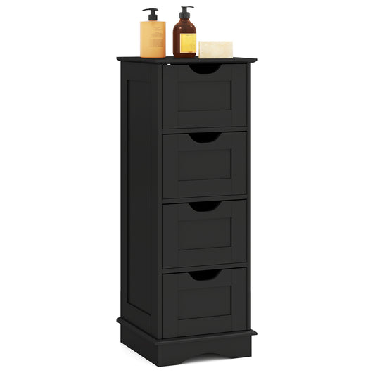 Giantex Bathroom Storage Cabinet w/4 Drawers, Freestanding Floor Storage Organizer Unit, Black