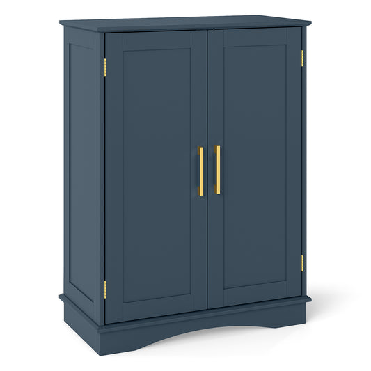 Giantex Bathroom Floor Storage Cabinet, Freestanding Cupboard Buffet Cabinet with 2 Doors & Adjustable Shelves, Storage Organizer, Blue