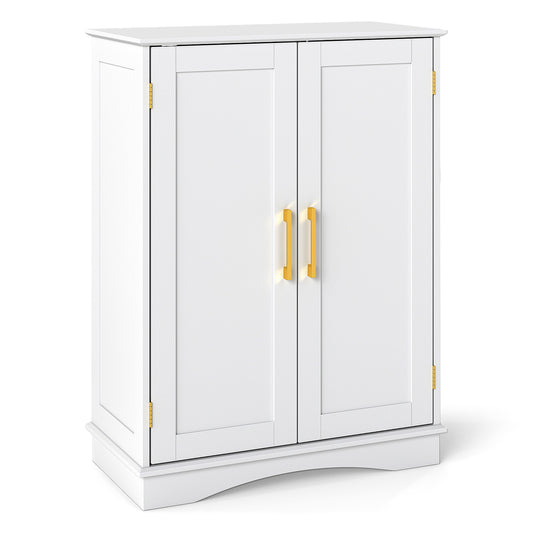 Giantex Bathroom Floor Storage Cabinet, Freestanding Cupboard Buffet Cabinet with 2 Doors & Adjustable Shelves, Storage Organizer, White