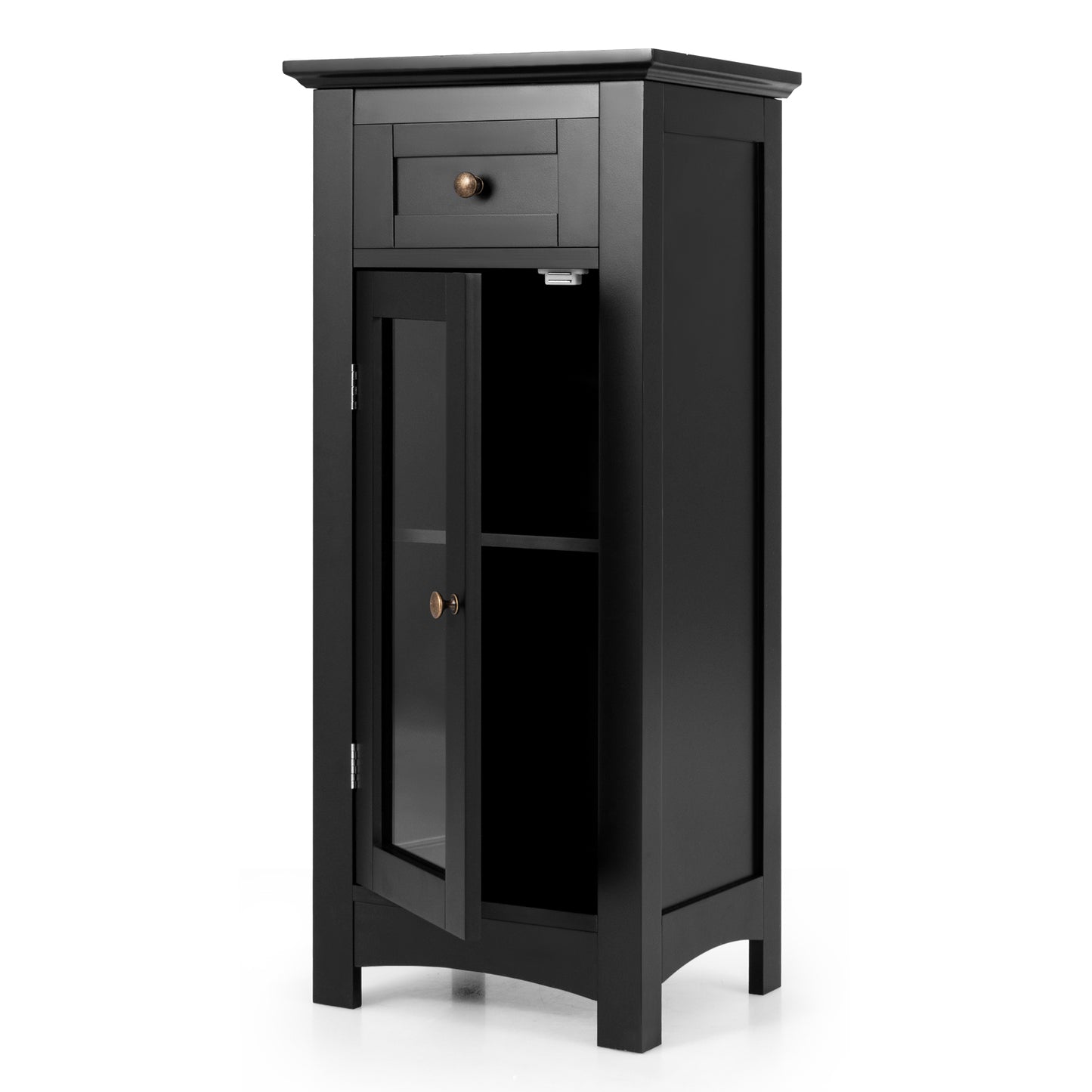 Giantex Bathroom Storage Cabinet, Freestanding Narrow Storage Organizer w/Adjustable Shelves, Black