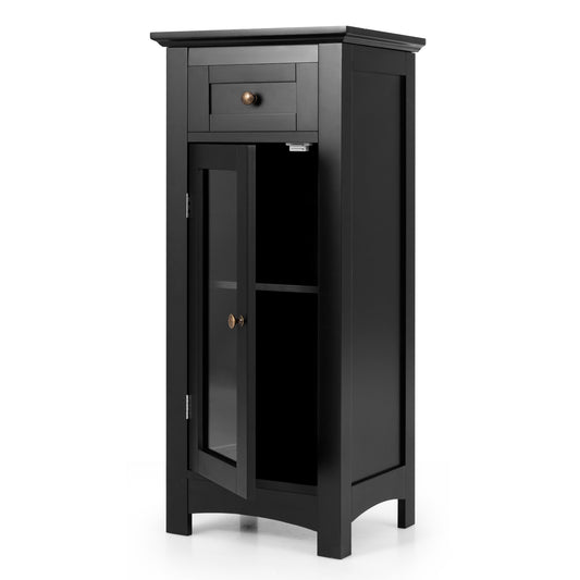 Giantex Bathroom Storage Cabinet, Freestanding Narrow Storage Organizer w/Adjustable Shelves, Black