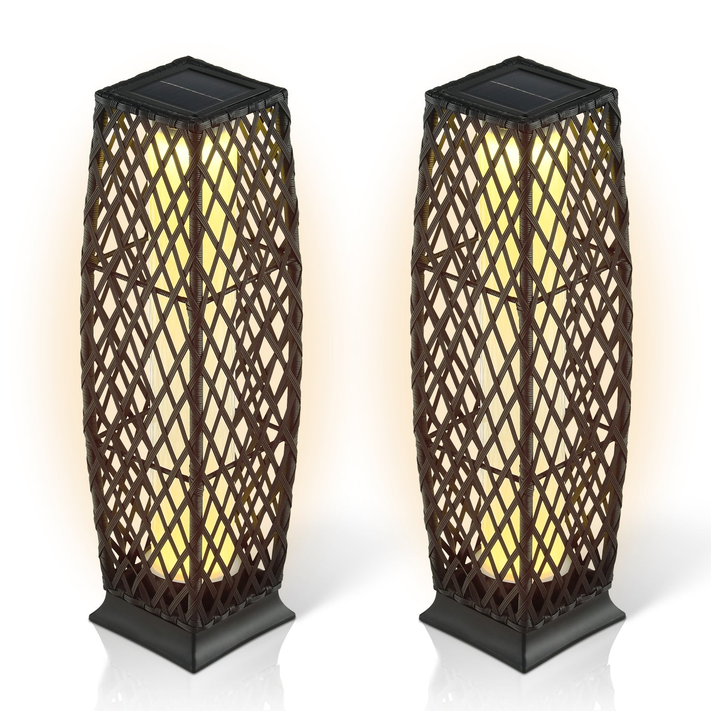 Giantex 2-Piece Outdoor Floor Lamp, Waterproof Deck Lights for Garden Porch Decor, Black