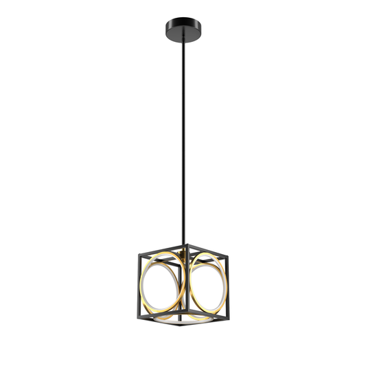 Giantex Modern Pendant Light Fixtures, Square Hanging Light w/Adjustable Suspender, Chandelier Lamp, Black