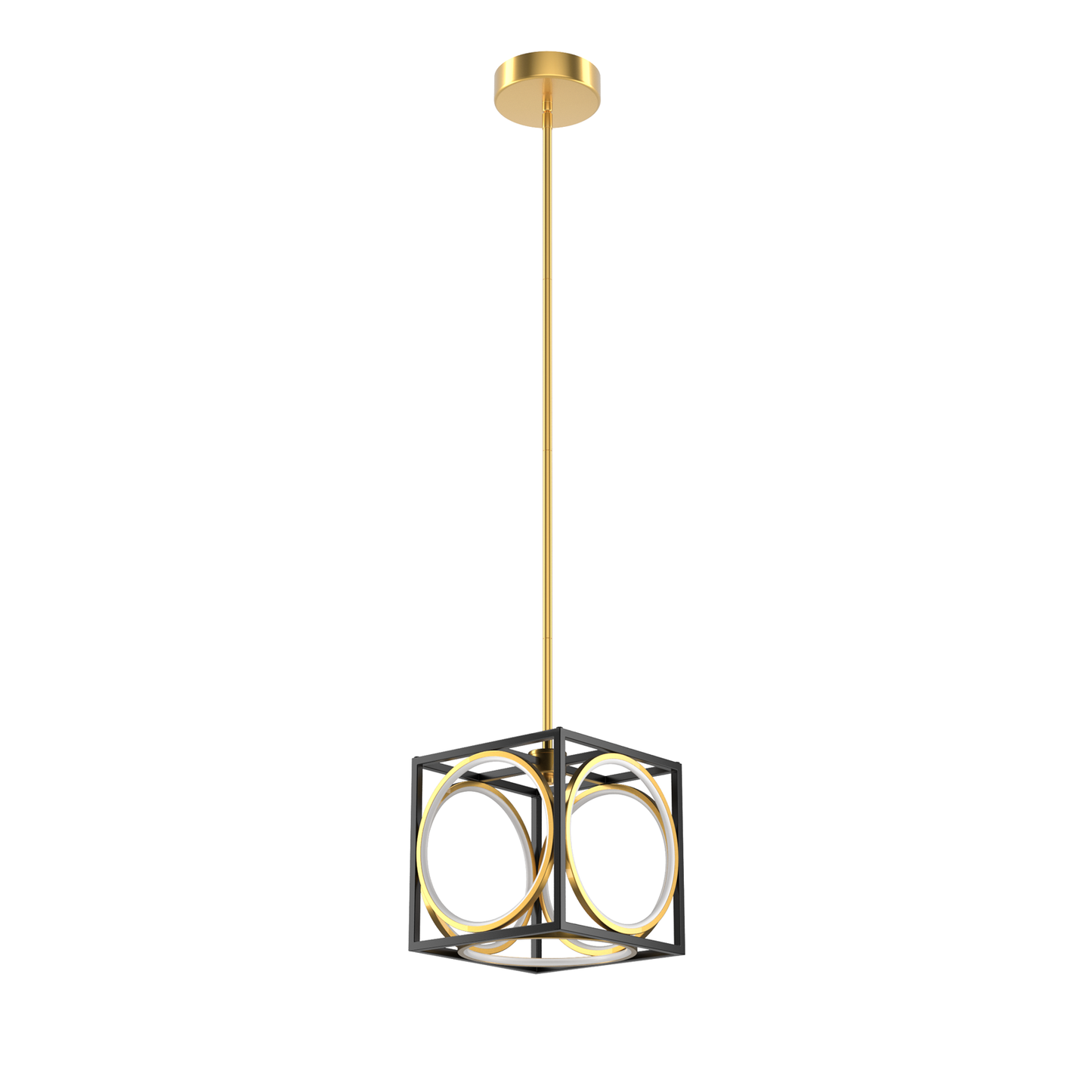 Giantex Modern Pendant Light Fixtures, Square Hanging Light w/Adjustable Suspender, Chandelier Lamp, Gold