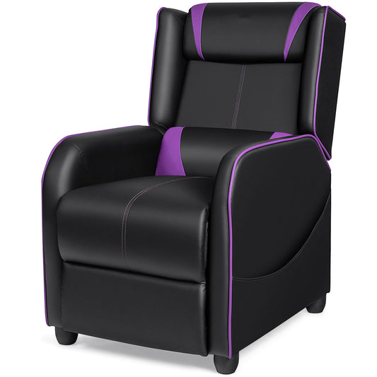 Giantex Recliner Chair, Massage Recliner Sofa Single Sofa Home Theater Seating Reading Chair, Purple