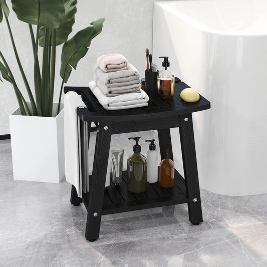 Giantex Shower Benches for Inside Shower, Foot Stool w/w/Handle Shower Head & Soap Holder, Black