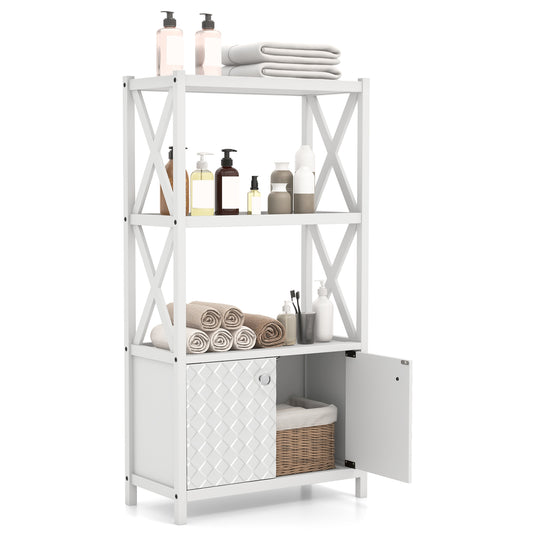 Giantex Bathroom Floor Cabinet, Modern Storage Cabinet, Storage Organizer, White