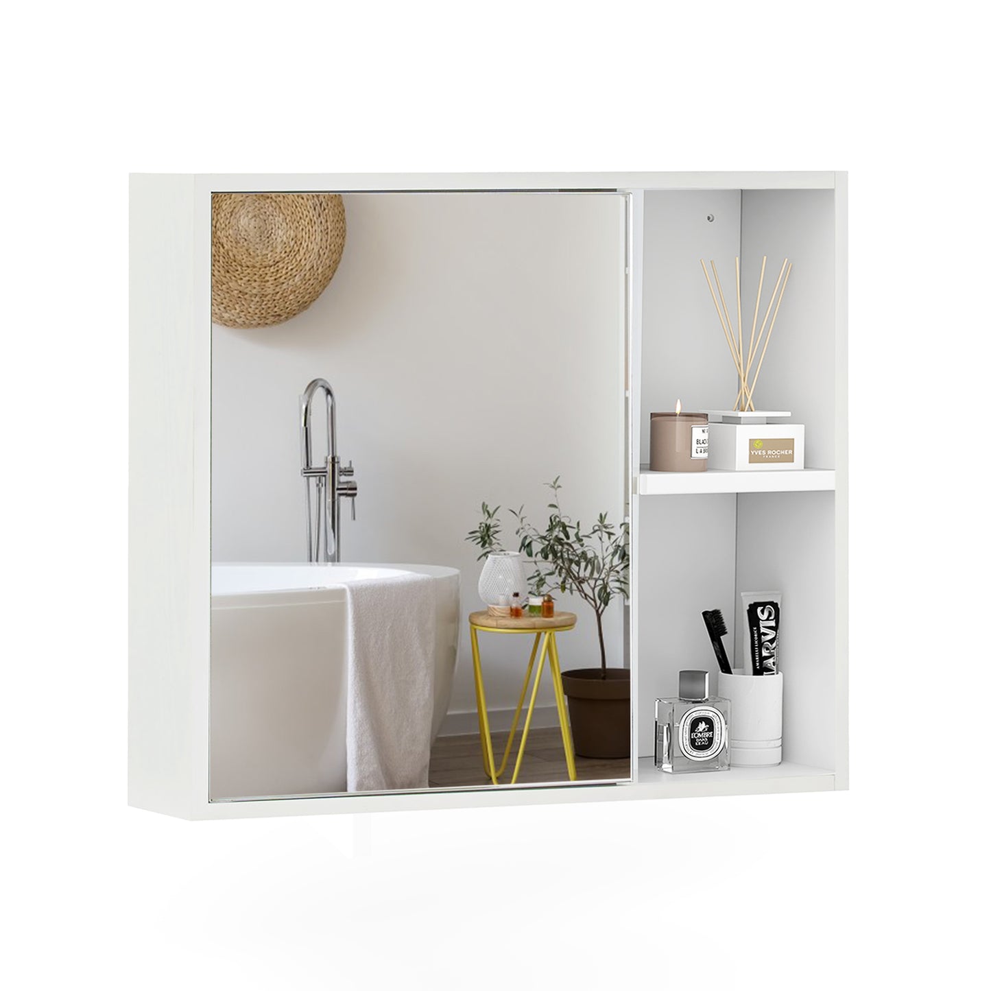 Giantex Bathroom Medicine Cabinet with Mirror, Wall Mounted Storage Cabinet, Space Saver for Bathroom, White
