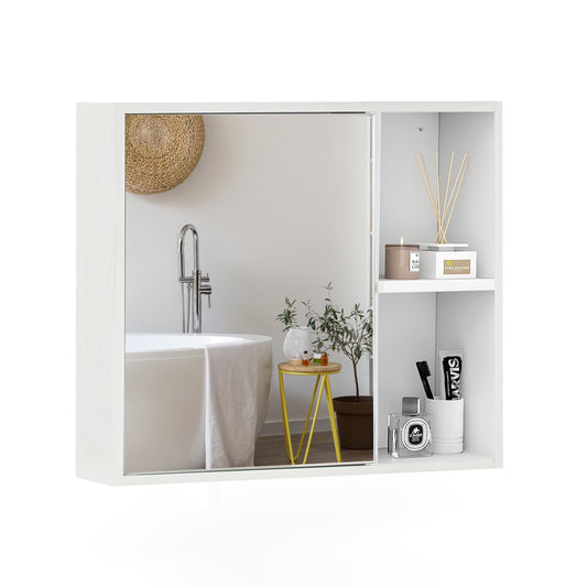 Giantex Bathroom Medicine Cabinet with Mirror, Wall Mounted Storage Cabinet, Space Saver for Bathroom, White