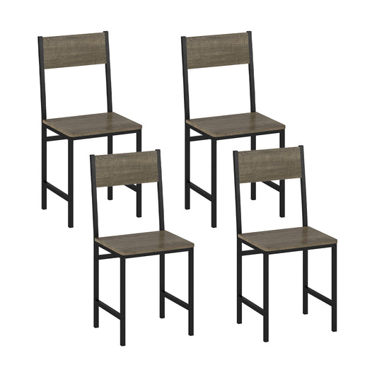 Giantex Dining Chair Set of 4, Industrial Kitchen Side Chairs w/Metal Legs, Slanted Back, Rustic Wood Grain, Gray