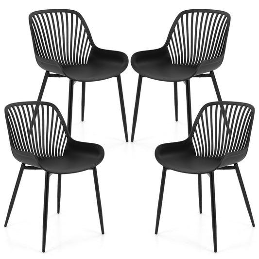 Giantex Dining Chair Set of 4, Modern Plastic Kitchen Chairs w/Metal Legs, Indoor Outdoor Armless Side Chairs