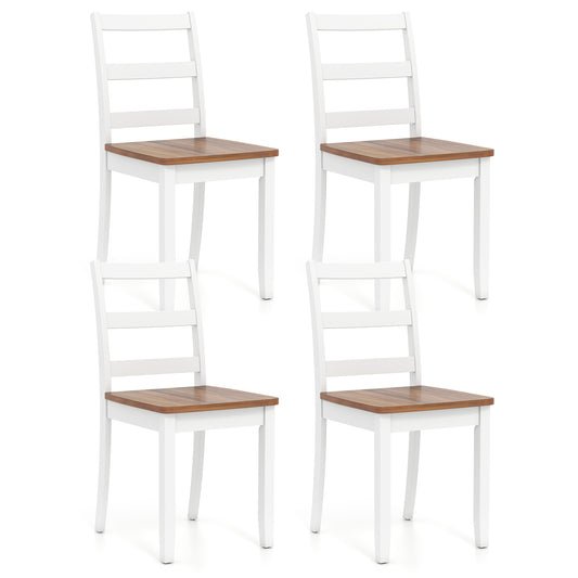 Giantex Set of 4 Dining Chairs, Space-Saving Armless Chairs w/Solid Rubber Wood Legs,  Ladder Back Side Chairs, Natural