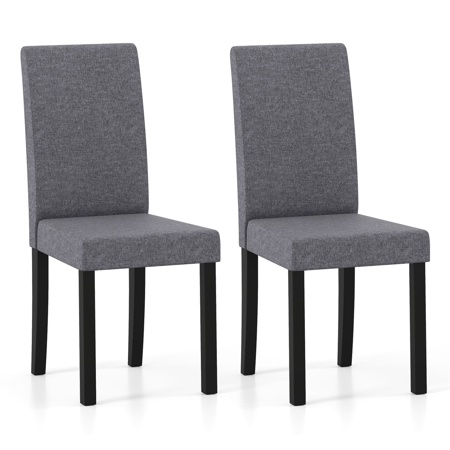 Giantex Dining Chairs Set of 2, Fabric Upholstered Armless Kitchen Side Chairs, Mid-century Modern Accent Parson Chairs, Dark Gray