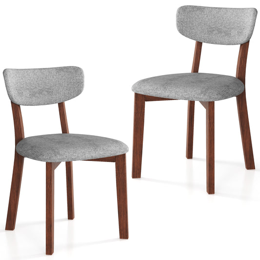 Giantex Dining Chairs Set of 2, Upholstered Armless Side Chairs w/Solid Rubber Wood Frame, Contemporary Mid-Back Chairs, Gray
