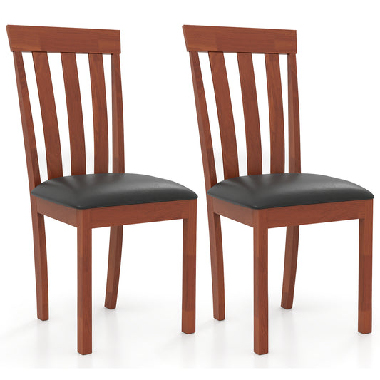 Giantex Mid Century Upholstered Dining Chairs, Rubber Wood Frame Kitchen Chairs,  Side Chairs for Kitchen, Brown