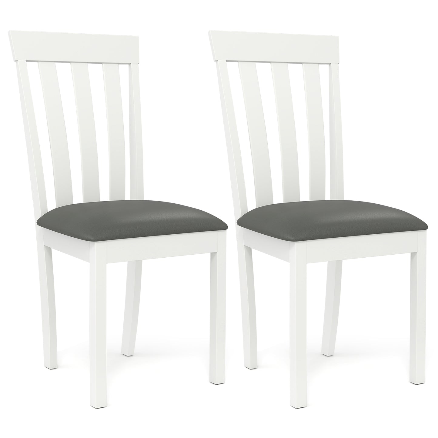 Giantex Mid Century Upholstered Dining Chairs, Rubber Wood Frame Kitchen Chairs,  Side Chairs for Kitchen, White