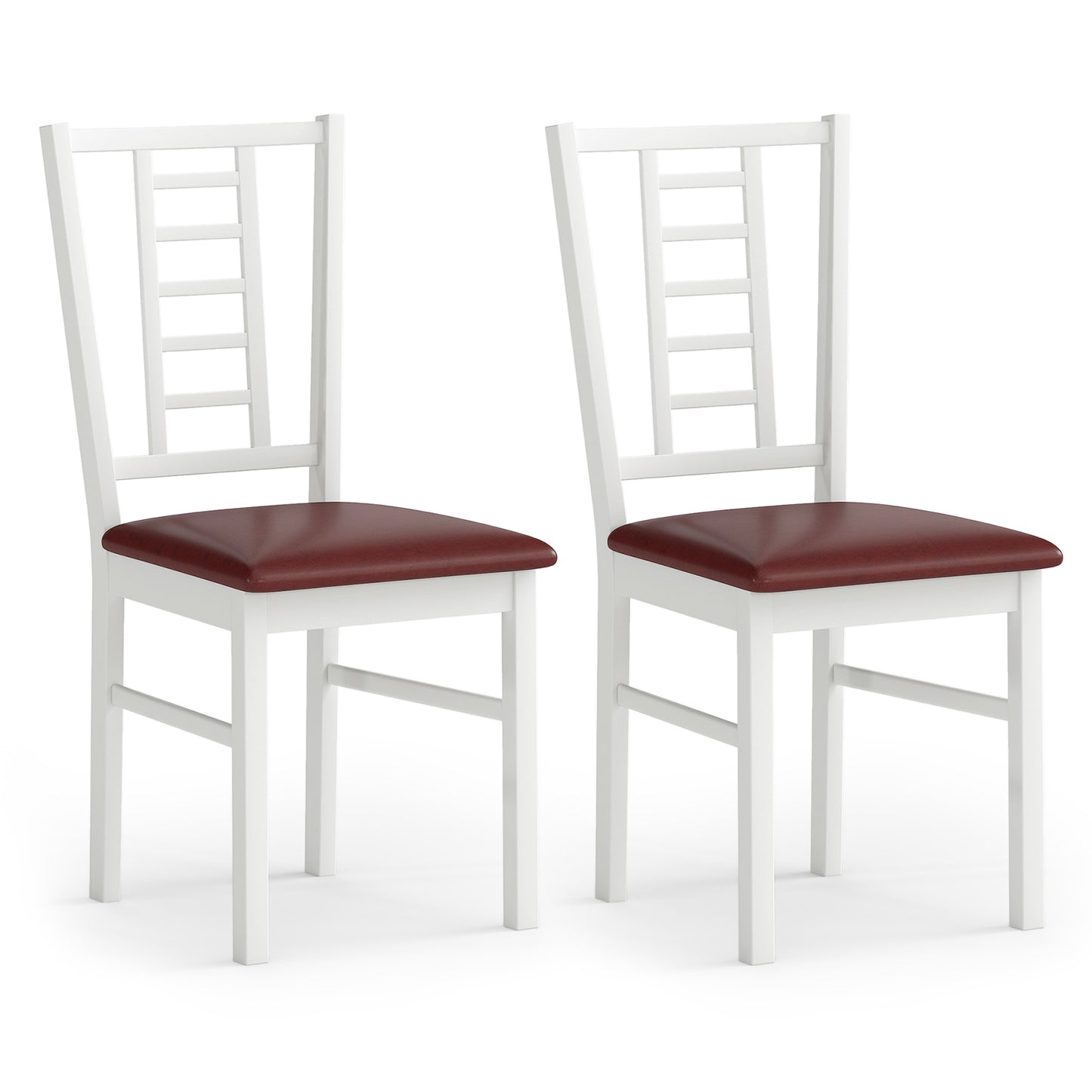Giantex Wooden Dining Chairs Set of 2, Armless Kitchen Chairs w/Hollowed Backrest, White