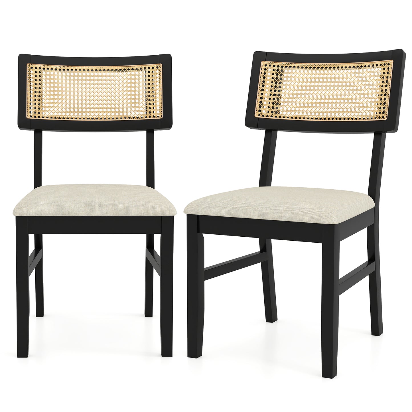 Giantex Rattan Dining Chairs Set of 2, Farmhouse Armless Kitchen Side Chairs for Living Room Restaurant