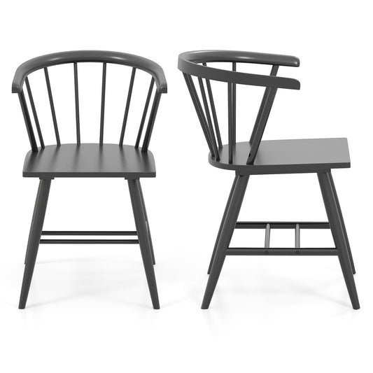 Giantex Windsor Dining Chair Set of 2, Mid-Century Modern Kitchen Chairs w/High Curved Spindle Back
