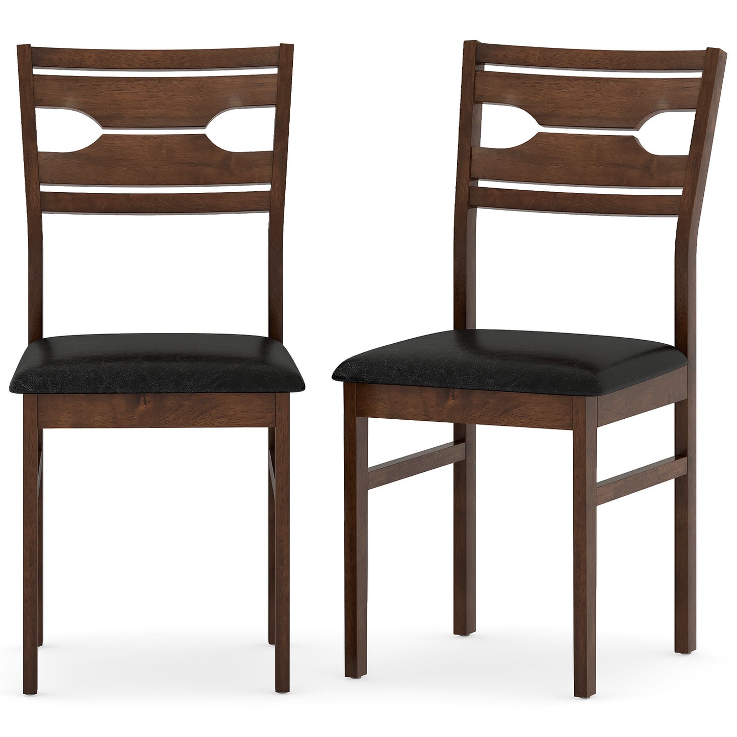Giantex Wooden Dining Chair Set of 2, PU Leather Upholstered Kitchen Armless Chairs w/Padded Seat, Mid-Century Modern Chairs