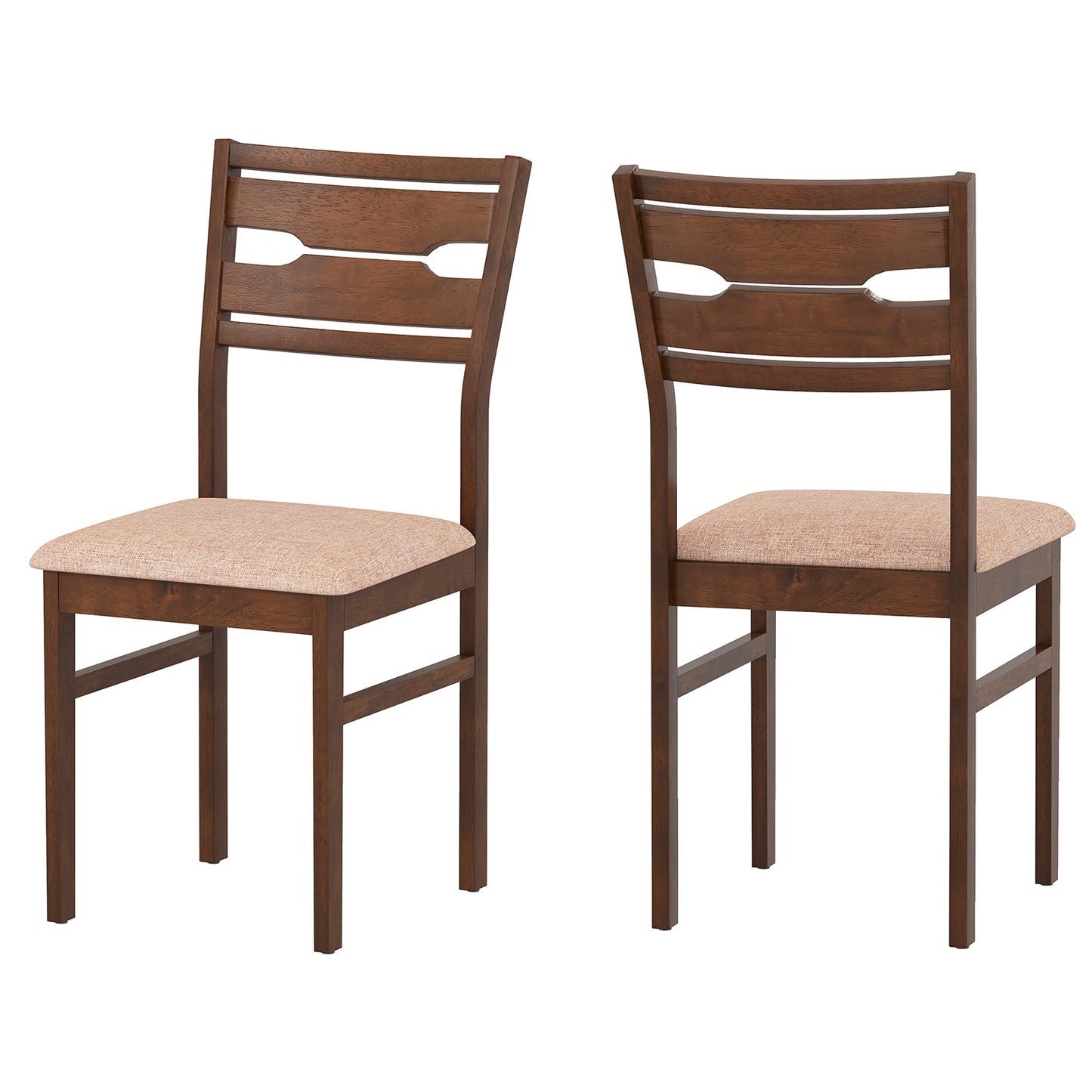 Giantex Wooden Dining Chair Set of 2, Fabric Upholstered Kitchen Armless Chairs for Home