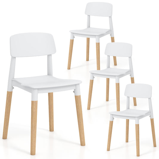 Giantex Set of 4 Modern Dining Side Chairs, Armless Kitchen Chairs w/Spacious Seating, White